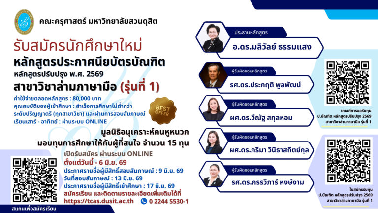 คณะครุศาสตร์ เปิดรับสมัครผู้สนใจเข้าศึกษาหลักสูตรประกาศนียบัตรบัณฑิต สาขาวิชาล่ามภาษามือ รุ่นที่ 1